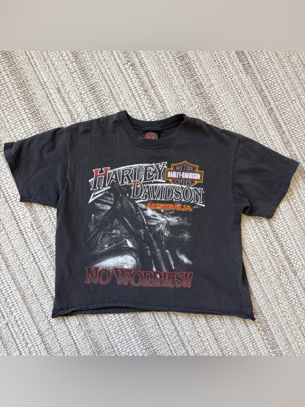 Vintage Harley Davidson Motorcycles Australia Biker T Shirt Size Small Cropped